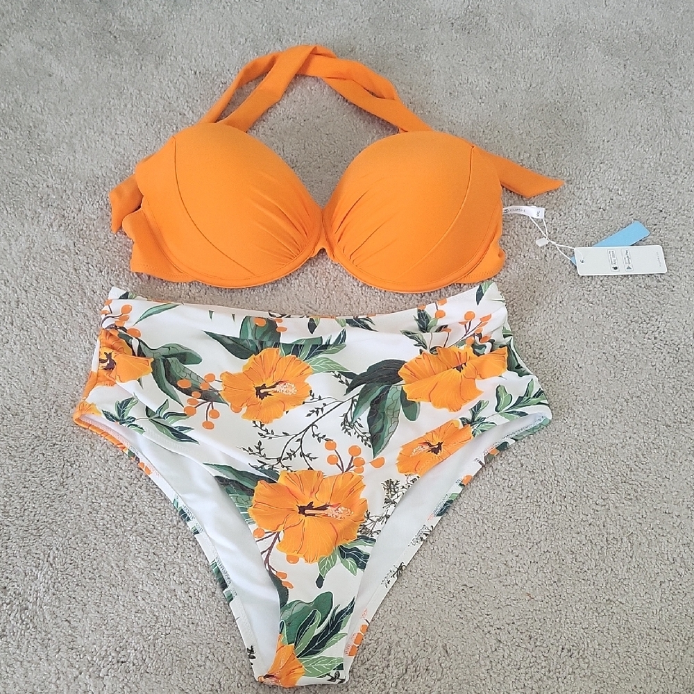 Orange Floral Bikini Set
